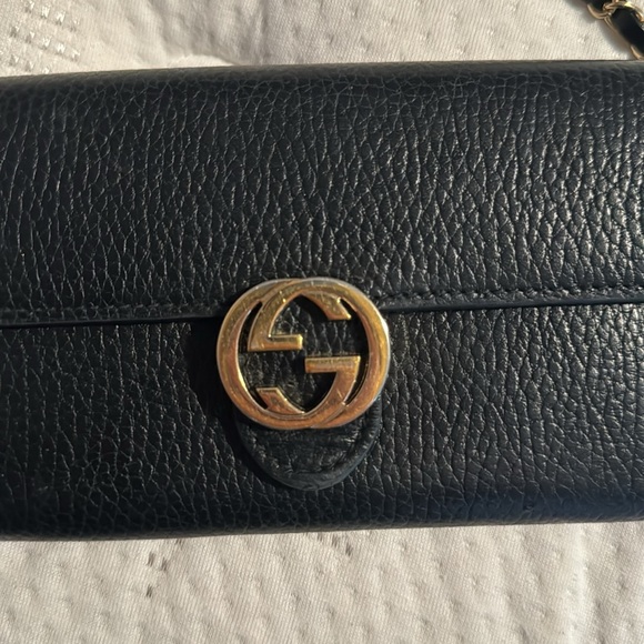 Authentic Gucci Marmont Black Pebble Leather Wallet (on chain) - Picture 7 of 8
